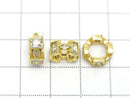 Metal Rondelle 10.5x10.5x5mm Gold (with CZ) 2pcs