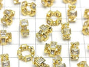 Metal Rondelle 10.5x10.5x5mm Gold (with CZ) 2pcs
