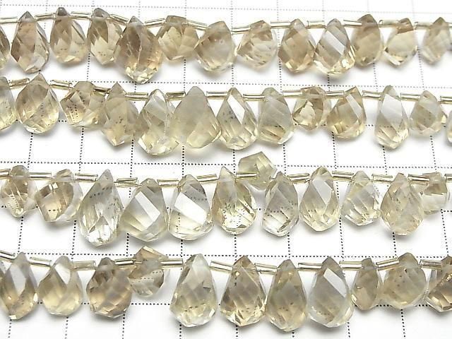 [Video]High Quality Beer Crystal Quartz AAA- Drop 4Faceted Twist Faceted Briolette half or 1strand beads (aprx.7inch/17cm)