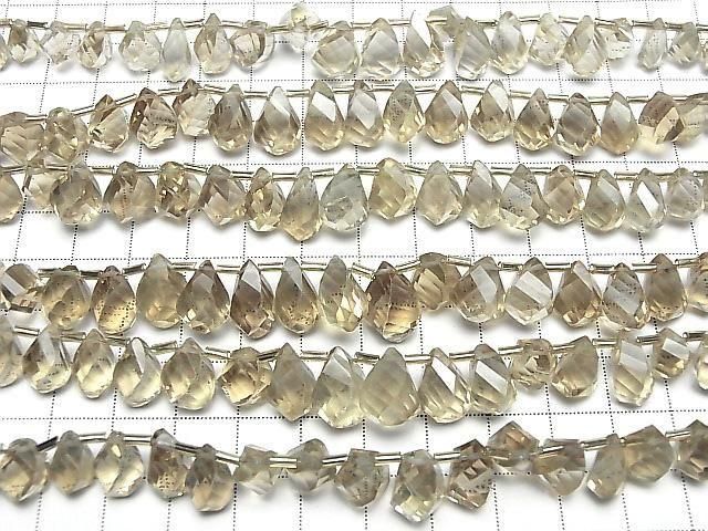 [Video]High Quality Beer Crystal Quartz AAA- Drop 4Faceted Twist Faceted Briolette half or 1strand beads (aprx.7inch/17cm)
