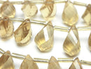 [Video] High Quality Honey Quartz AAA Drop 4 Faceted Twist Faceted Briolette Half or 1 Strand (16pcs)