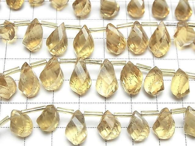 [Video] High Quality Honey Quartz AAA Drop 4 Faceted Twist Faceted Briolette Half or 1 Strand (16pcs)