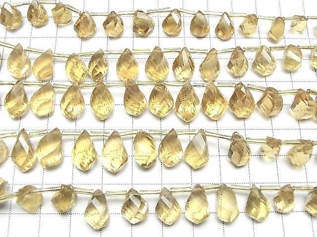 [Video] High Quality Honey Quartz AAA Drop 4 Faceted Twist Faceted Briolette Half or 1 Strand (16pcs)