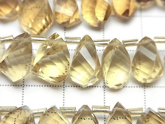 [Video] High Quality Honey Quartz AAA Drop 4 Faceted Twist Faceted Briolette Half or 1 Strand (24pcs)