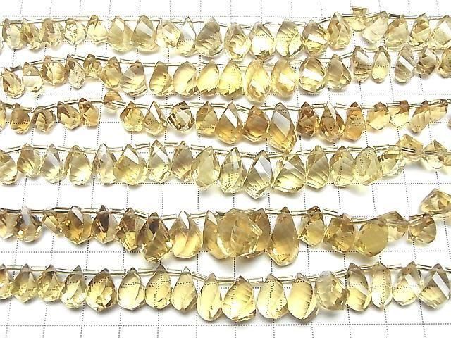 [Video] High Quality Honey Quartz AAA Drop 4 Faceted Twist Faceted Briolette Half or 1 Strand (24pcs)