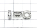 Metal Square Rondelle 10x10x3.5mm Silver (with CZ) 2pcs