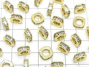 Metal Square Rondelle 10x10x3.5mm Gold Color (with CZ) 2pcs
