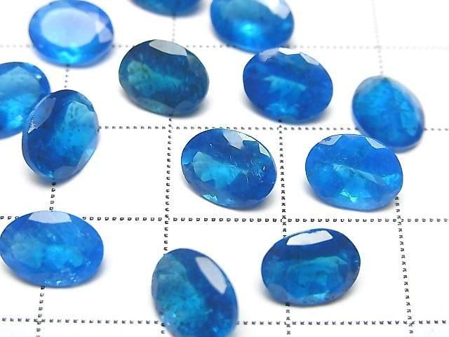 [Video] High Quality Neon Blue Apatite AAA Loose Stone Oval Faceted 9x7mm 1pc