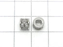 Metal Rondelle 7x7x6mm Silver (with CZ) 2pcs
