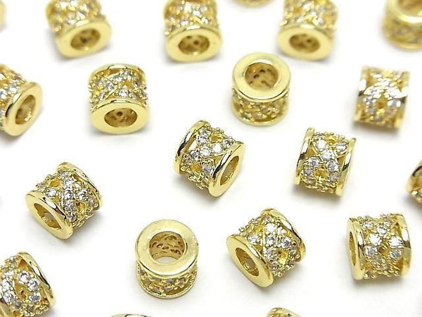 Metal Rondelle 7x7x6mm Gold (with CZ) 2pcs