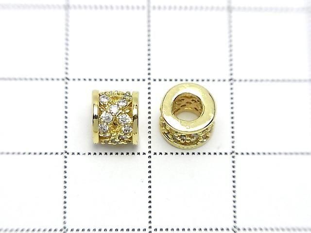 Metal Rondelle 7x7x6mm Gold (with CZ) 2pcs