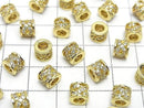 Metal Rondelle 7x7x6mm Gold (with CZ) 2pcs