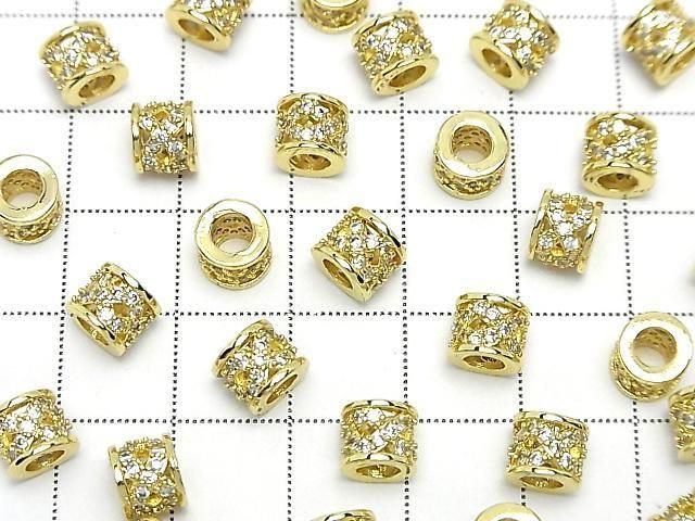 Metal Rondelle 7x7x6mm Gold (with CZ) 2pcs