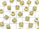 Metal Rondelle 7x7x6mm Gold (with CZ) 2pcs