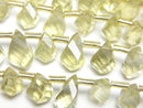 [Video]High Quality Lemon Quartz AAA- Drop 4Faceted Twist Faceted Briolette half or 1strand (24pcs )