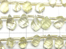 [Video]High Quality Lemon Quartz AAA- Drop 4Faceted Twist Faceted Briolette half or 1strand (24pcs )
