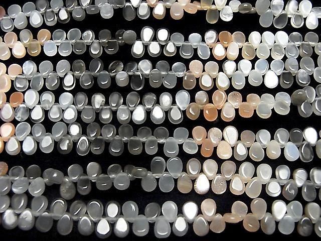 [Video] High Quality Multicolor Moonstone AA++ Pear Shape (Smooth) 1 Strand Beads (approx. 6 inches/16 cm)