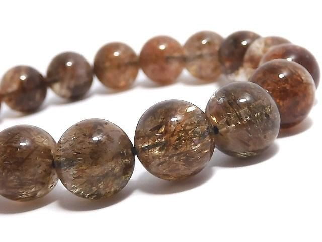 [Video][One of a kind] Foliated Mica in Quartz AAA Round 10mm Bracelet NO.216