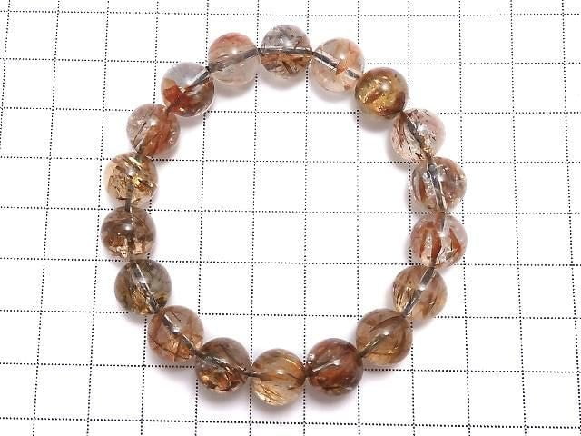 [Video][One of a kind] Foliated Mica in Quartz AAA Round 10.5mm Bracelet NO.217