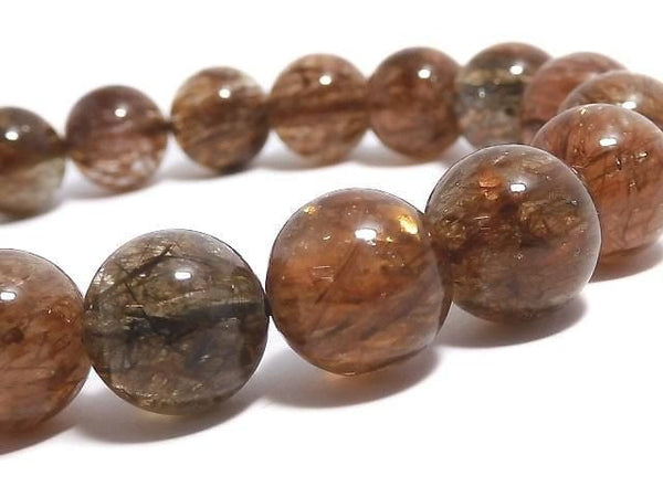 [Video][One of a kind] Foliated Mica in Quartz AAA Round 10.5mm Bracelet NO.219