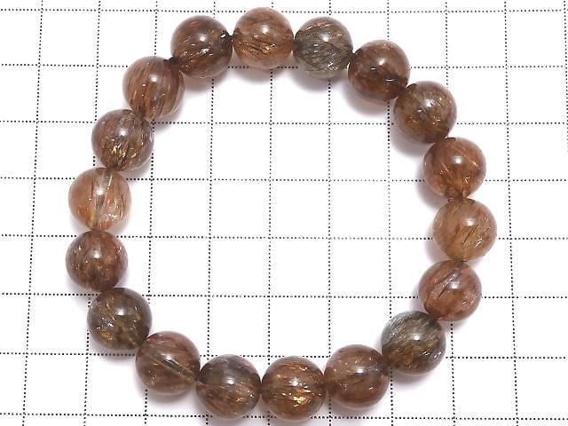 [Video][One of a kind] Foliated Mica in Quartz AAA Round 10.5mm Bracelet NO.219