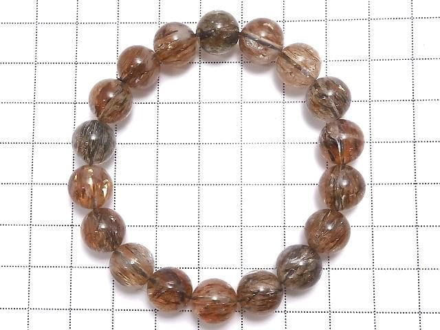 [Video][One of a kind] Foliated Mica in Quartz AAA Round 10.5mm Bracelet NO.220