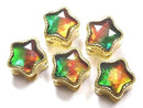 [Video] High Quality Ammolite AAA Bezel Setting Star Motif Through Type 9mm 18KGP 1pc