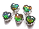 [Video] High Quality Ammolite AAA Bezel Setting Heart Motif Through Type 9.5x9.8mm Silver925 1pc