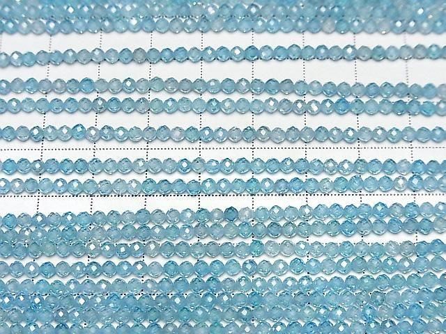 [Video] High Quality! Cubic Zirconia AAA Faceted Round 3mm [Blue] 1strand beads (approx. 15 inches/36 cm)