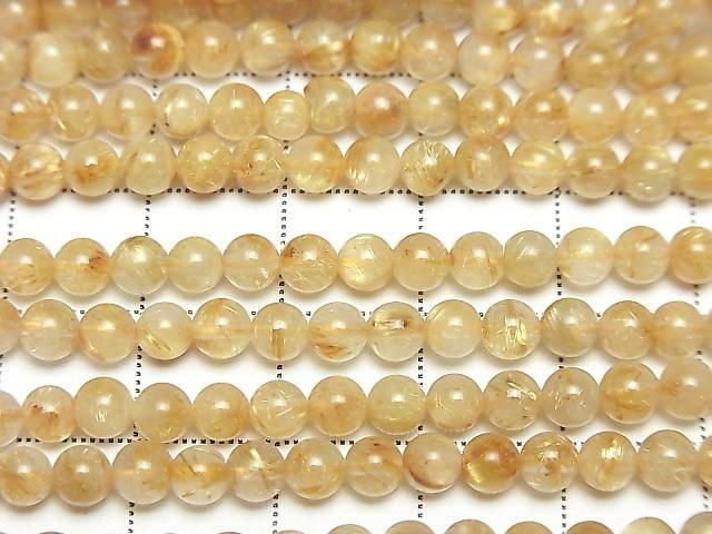 [Video]Rutilated Quartz AA++ Round 4mm half or 1strand beads (aprx.15inch/37cm)
