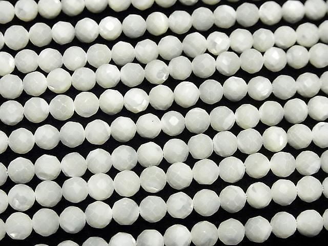 [Video] Mother of Pearl MOP White Faceted Round 6mm 1strand (Approx 37m)