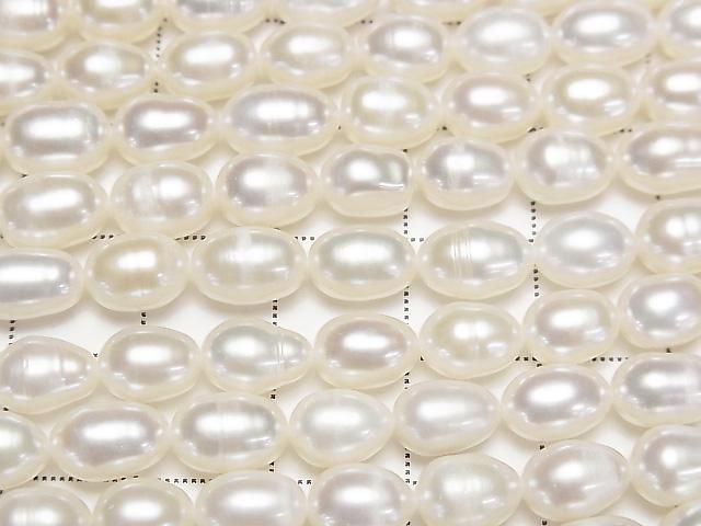 [Video] Fresh Water Pearl AA+ Rice 8x6x6mm White 1strand beads (approx. 14 inches/35 cm)