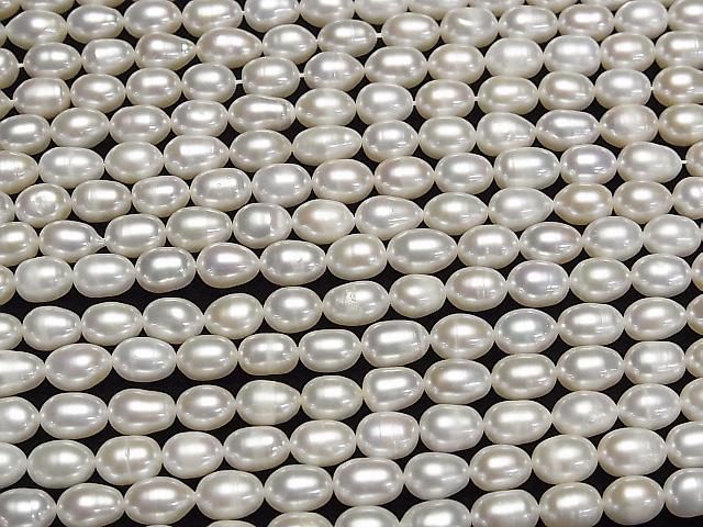 [Video] Fresh Water Pearl AA+ Rice 8x6x6mm White 1strand beads (approx. 14 inches/35 cm)