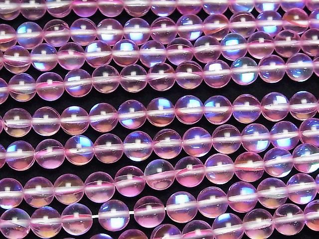 Pink Luna Flash Round 8mm 1strand beads (approx. 15 inches/36 cm)