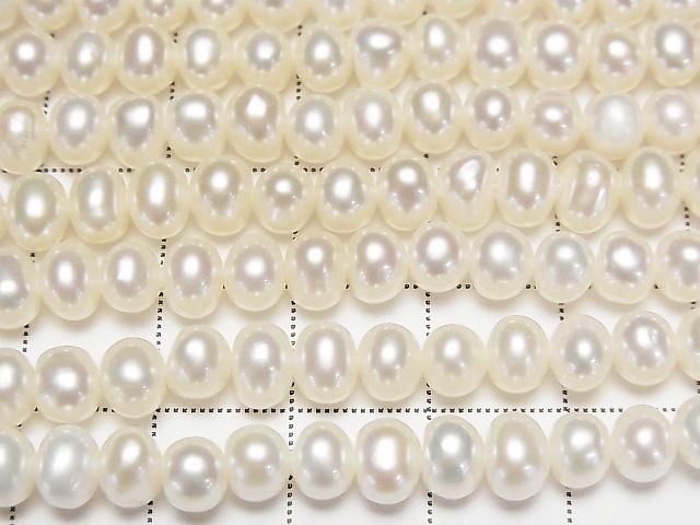[Video] Fresh Water Pearl AA+ Potato 6mm White 1strand beads (approx. 15 inches/36 cm)