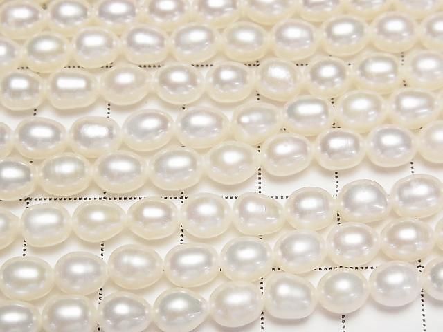 [Video] Fresh Water Pearl AA++ Rice 7x6x6mm White 1strand beads (approx. 15 inches/36 cm)