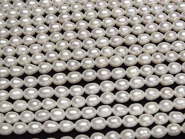 [Video] Fresh Water Pearl AA++ Rice 7x6x6mm White 1strand beads (approx. 15 inches/36 cm)