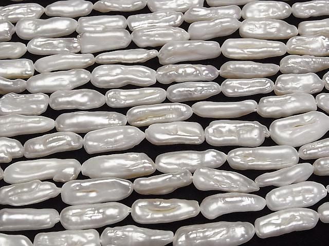 [Video] Fresh Water Pearl Keshi Pearl AA Baroque 14-20mm White 1strand beads (approx. 15 inches/36 cm)
