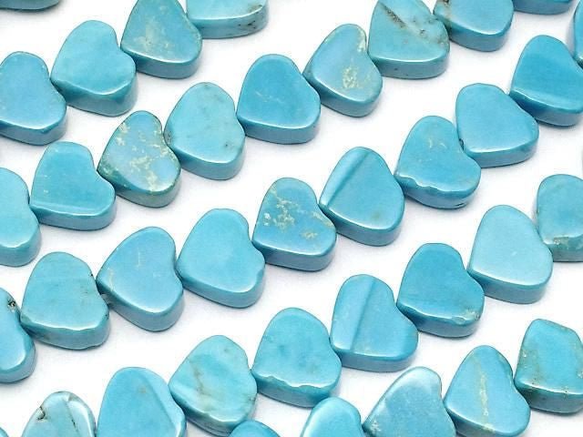 [Video] Magnesite Turquoise Vertical Hole Heart Beads 5x6.5x3mm 1strand (approx. 15 inches/38 cm)