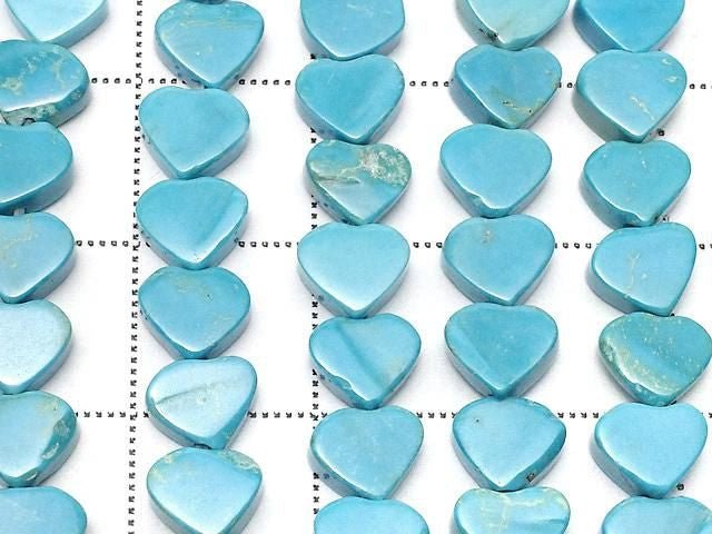 [Video] Magnesite Turquoise Vertical Hole Heart Beads 5x6.5x3mm 1strand (approx. 15 inches/38 cm)