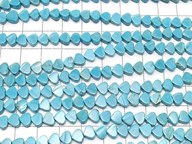 [Video] Magnesite Turquoise Vertical Hole Heart Beads 5x6.5x3mm 1strand (approx. 15 inches/38 cm)