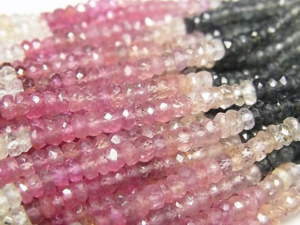 [Video] High Quality Multicolor Sapphire AAA- Faceted Button Rondelle Half or 1 Strand Beads (approx. 15 inches/38 cm)