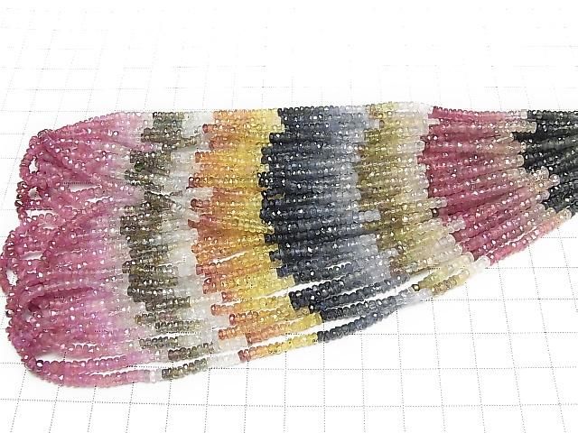 [Video] High Quality Multicolor Sapphire AAA- Faceted Button Rondelle Half or 1 Strand Beads (approx. 15 inches/38 cm)