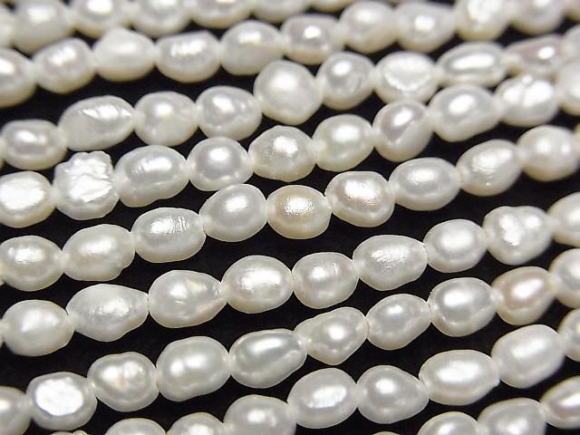 [Video] Fresh Water Pearl AA Small Size Baroque 3.5-4mm White 1strand beads (approx. 14 inches/34 cm)