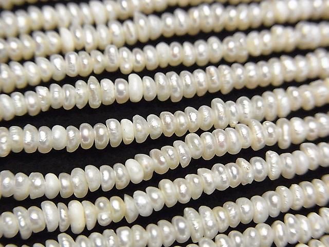 [Video] Fresh Water Pearl AA+ White Rondelle 2.5mm 1strand beads (approx. 14 inches/35 cm)