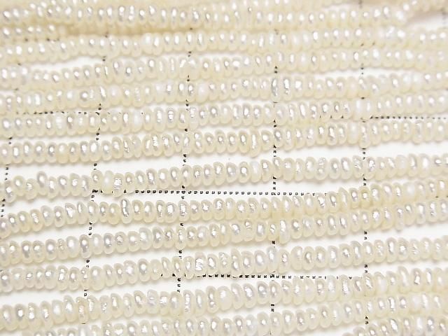 [Video] Fresh Water Pearl AA+ White Rondelle 2.5mm 1strand beads (approx. 14 inches/35 cm)