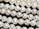 [Video] Fresh Water Pearl AA++ Potato 6mm White 1strand beads (approx. 15 inches/36 cm)