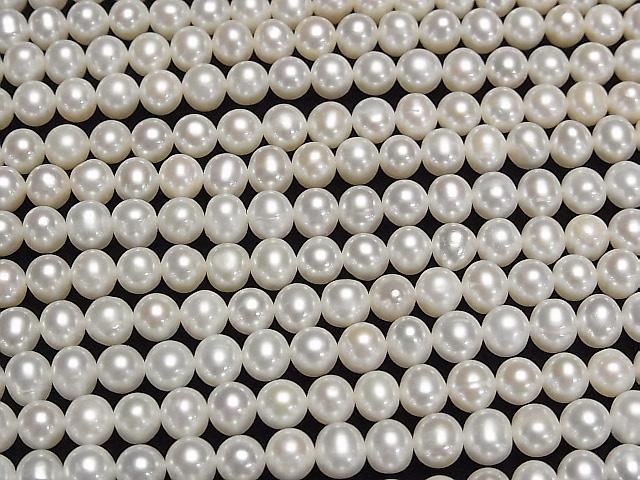 [Video] Fresh Water Pearl AA++ Potato 6mm White 1strand beads (approx. 15 inches/36 cm)
