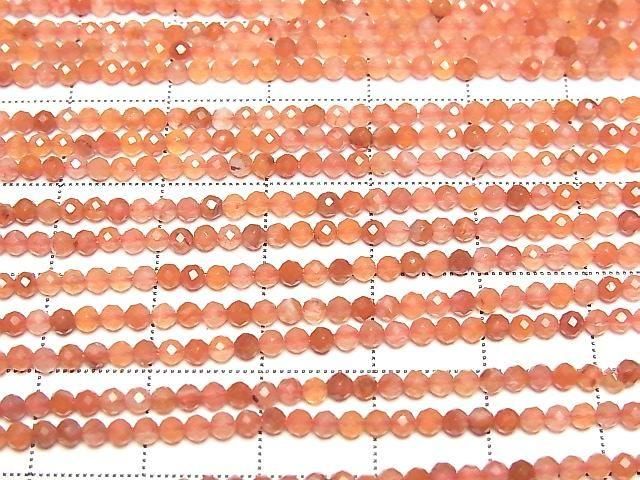 [Video] High Quality! Red Agate (Southern Red Agate) Faceted Round 2.5mm 1strand beads (approx. 15 inches/37 cm)