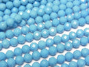 [Video] High Quality! Magnesite Turquoise 32Faceted Round 4mm 1strand beads (aprx.15inch/37cm)